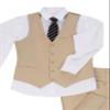 Teen Boys Linen Short Suits Formal Light Weigh Weding Prom Tuxedo Teenager Back to School Vest Suit Slim Fit 3 Piece Set Size 20 Champagne view 2