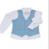 Boy Short Suits Linen Light Blue Kids Tuxedo Vest Suits for Toddler Boys Formal Dress Clothes Beach Wedding Outfit Size 4 view 2