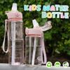 OLDLEY 12oz Kids Water Bottle for School - Motivational With Silicone Straw, Leak-Proof Tritan BPA-Free, Reusable for Girls Boys, Cerulean view 2