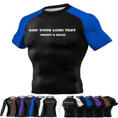 DEHAHA Custom Men's UPF 50+ Film Dry Fit Compression Shirt for Multi-Sport Surfing, Short Sleeve Blue XXX-Large