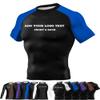 DEHAHA Custom Men's UPF 50+ Film Dry Fit Compression Shirt for Multi-Sport Surfing, Short Sleeve Blue XXX-Large view 1