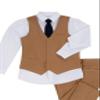 Kids Tuxedo Vest Suit for Toddler Boys Linen 3 Piece Set Casual Baby Boys Khaki Shorts Suit Beach Wedding Outfit Size 4 view 2