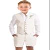 Little Boys Linen Shorts Suit for Kids Ivory Tuxedo Vest Suit Set for Toddle Boy Summer Casual Beach Wedding Outfit Size 4 view 1