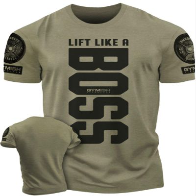 Lift Like a Boss Workout Gym Motivational T-Shirt for Men Funny Tee (XL, Lift Like a Boss Military Green Branded)