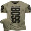 Lift Like a Boss Workout Gym Motivational T-Shirt for Men Funny Tee (XL, Lift Like a Boss Military Green Branded) view 1
