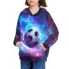 JEOCODY Galaxy Soccer Boys Hoodies Size 8-10 Unisex Kids Hooded Sweatshirt with Pockets for Girls Hoody Pullover Long Sleeve Sweater Jacket with Pocket Gifts view 3