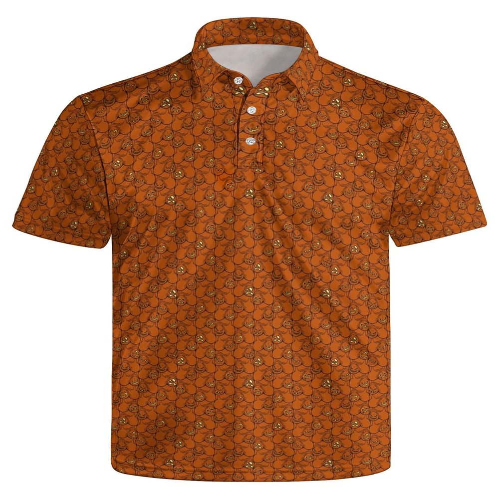 MSCPZH Golf Shirts for Men Halloween Funny Golf Polo Shirts for Men Short Sleeve Polo Shirts Golf Mens Polo