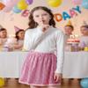 Girls Sequin Skirt Kids Glitter Skirt Pleated Elastic Waist Sparkly Skirts for Party Skater Toddler 5-6 Years Pink view 2
