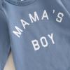 Aifawile Baby Boy Fall Outfits Long Sleeve Letter Print Romper Shirt Checkerboard Pants Hat Sets Newborn Boy Winter Clothes (Blue mamas boy, Newborn) view 4