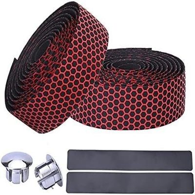 LUOESVTEN bike handlebar tape,handlebar tape Handlebar Tape, Handlebar Tape Bike Handlebar Tape Road Bicycle Anti-slip Silica Gel Shock Absorption Handle Bar Tape Cycling Wrap End Plug Bar Tape(Rood)