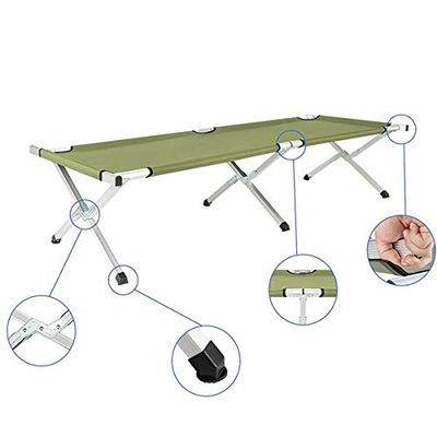 NineFit Basics RHB-03A Portable Folding Camping Cot with Carrying Bag Army Green