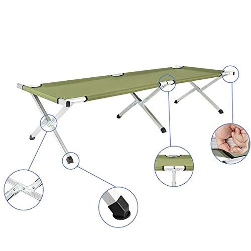 NineFit Basics RHB-03A Portable Folding Camping Cot with Carrying Bag Army Green