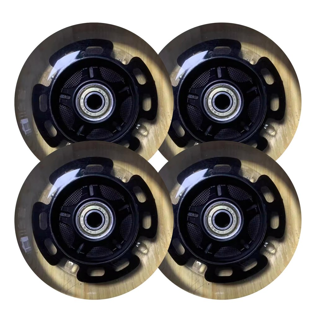 GXBHSP 4 pack Inline Skate Wheels 72mm 76mm80mm 100mm 110mm Inline Replacement Skate Wheels with Bearings 85A (Black,100mm)