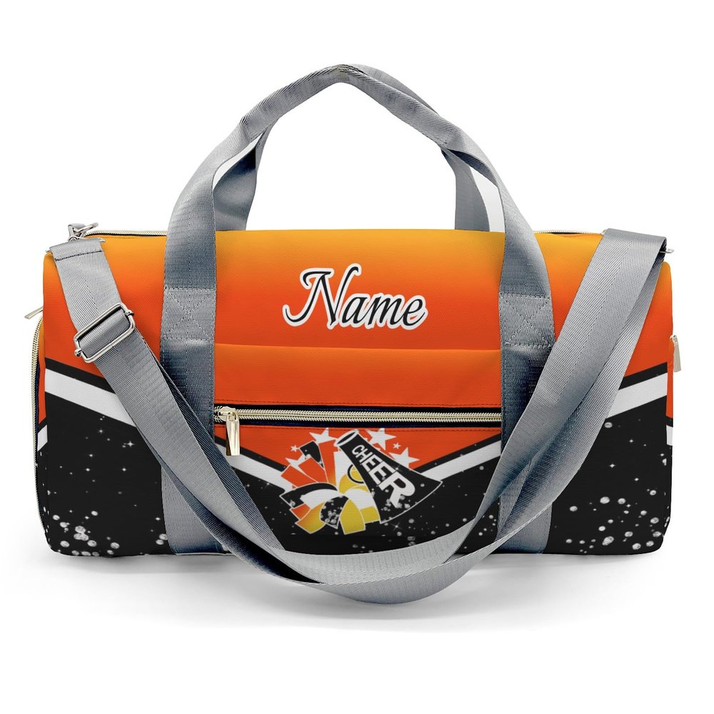 Cheer Cheerleader Personalized Duffel Bag Customized Yoga Sport Bags with Name Travel Duffel Bag Shoulder Bag Deep Orange Weekender Bags with Shoe Compartments