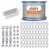 ORIENGEAR Batting Cage Netting Wire Kit for Baseball and Softball Included Galvanized Cable and Hook Set, Batting Cage Suspension Net Kits for Hitting Tunnels DIY, 55FT