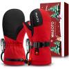 WASOTO Heated Mittens Gloves for Kids Children Waterproof HeatedGloves 7.4V 3000mAh Electric Rechargeable Heated Ski Gloves for Skiing Snowboarding Snowmobiling Raynaud Hiking (HeatedMittens R-S-PU) view 1