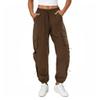 COPYLEAF Womens Parachute Cargo Pants with Pockets Quick Dry Hiking Pants Lightweight Water-Resistant Baggy Joggers(Brown M) view 1