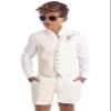 Teen Boys Linen Suits Formal Prom Tuxedo Teenager Vest Shorts Suit Set for Wedding Dresswear Graduation Outfit Size 18 Ivory view 3