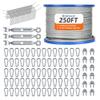 ORIENGEAR Batting Cage Netting Wire Kit for Baseball and Softball Included Galvanized Cable and Hook Set, Batting Cage Suspension Net Kits for Hitting Tunnels DIY, 70FT view 1