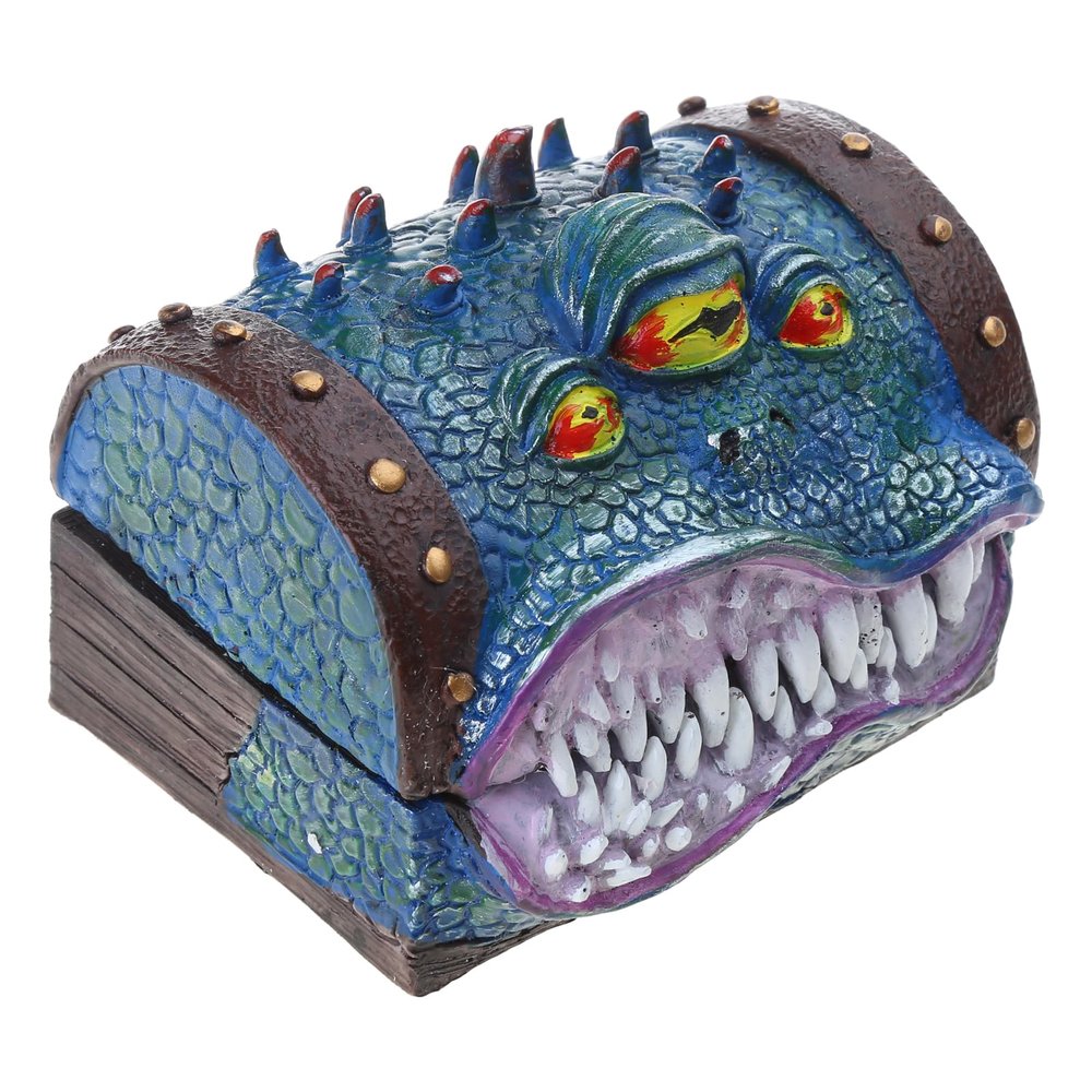 caralin Mimic Chest RPG Dices Box for Polyhedral Dices Roleplaying Tabletop Gaming Monsters Organizer Home Decorations Gift Resin