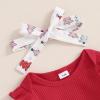 JLKGICF Baby Girl Halloween Thanksgiving Christmas Outfit Newborn Ruffle Romper Cute Print Suspender Skirt Winter Clothes (Christmas Tree Red, 0-3 Months) view 4