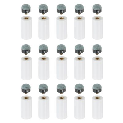 PATIKIL 13mm Dia Screw-on Pool Cue Tips, 15 Set Snooker Billiard Cue Stick Tips Replacement with Pool Cue Ferrules, Grey