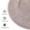 Beret Hats for Women, Rabbit Fur Beret Hat Flowers Rhinestone French Beret Cap Artist Painter Hat (Khaki) view 4