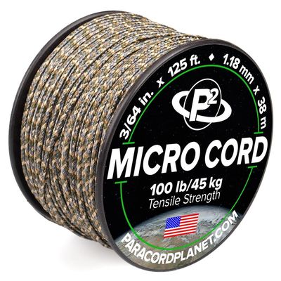 Paracord Planet Micro Paracord  Thin Braided Cord for Crafting, Fishing, and DIY Projects in 125 ft Spools  Woodland Camo