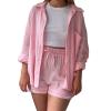 ZYXTIM Womens 2 Piece Summer Beach Outfits Printed Short Sleeve Tops Lounge Shorts Casual Tracksuit Set Pink view 1