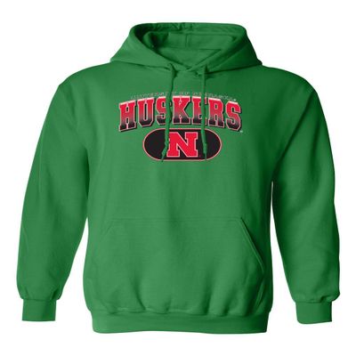CornBorn Nebraska Huskers Sweatshirt - Hooded Fleece Full Color Huskers Fade with Block N - Light Green - 4X