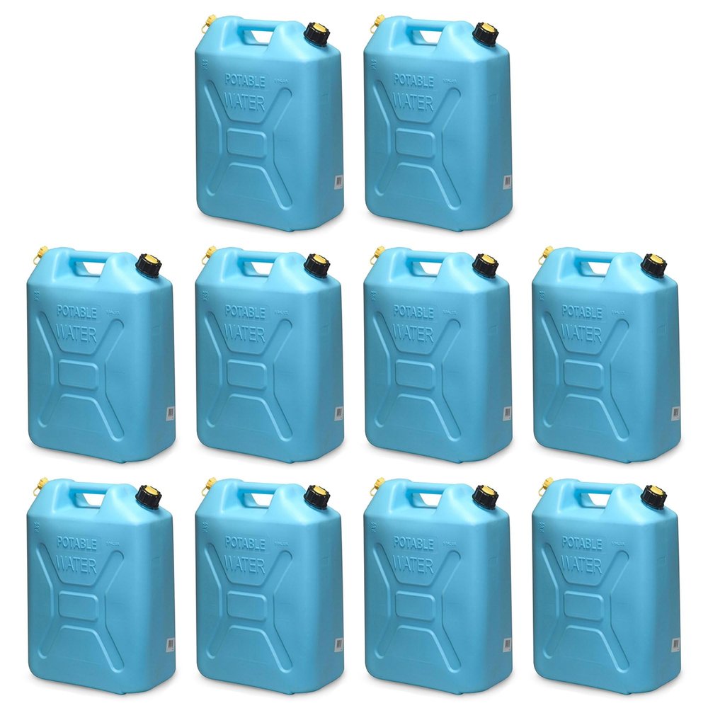 Scepter Water Can with Easy-Pour Spout for Camping/Emergency/Off-Road, 5 Gallon, Blue