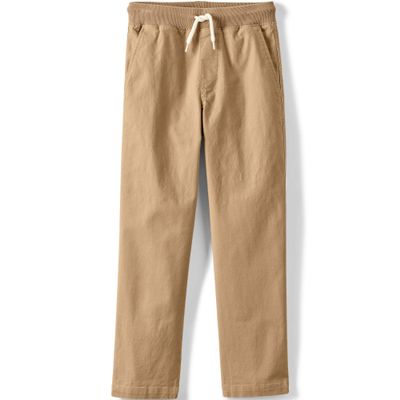 Lands' End Boys Stretch Soft Rib Waist Iron Knee Pull On Pants Camel Kids Small