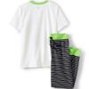 Lands' End Kids Short Sleeve Top and Jogger Bottom Pajama Set Oatmeal Dino Stripes Kids 8 view 2
