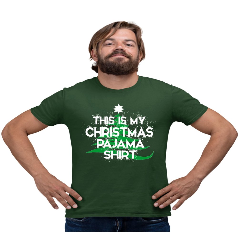 Go All Out Small Forest Green Mens This is My Christmas Pajama Shirt T-Shirt