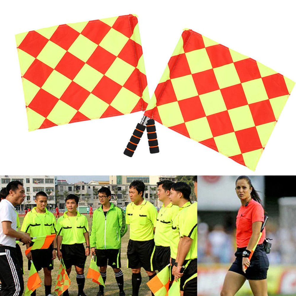 Acouto Schiedsrichterhnen Soccer Referee Flags 2 PcsBag Soccer & Football Referee Flag with Storage Bag - Official Linesman Flags for Sport Matches Includes Easy Identification