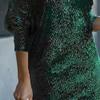 Women's One Shoulder Sparkle Sequin Dress Stretchy Cocktail Club Mini Dress Long Sleeve Bodycon Party Formal Dress (X-Large,Green) view 3