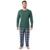 Fruit of the Loom Men's Jersey Knit Top and Flannel Pant Pajama Sleep Set, Green/Navy Plaid, X-Large view 1