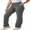 32 Degrees Wide Leg Pants Woman - Ribbed Semi-Flare Pant - Yoga Pants for Women (Green, S), Small view 2