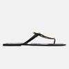Bamboo Women's Thong Square Toe Round Ornament AccentFlatSandals (Black Silky Pu, US Footwear Size System, Adult, Women, Numeric, Medium, 11)" view 2