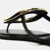 Bamboo Women's Thong Square Toe Round Ornament AccentFlatSandals (Black Silky Pu, US Footwear Size System, Adult, Women, Numeric, Medium, 11)" view 3