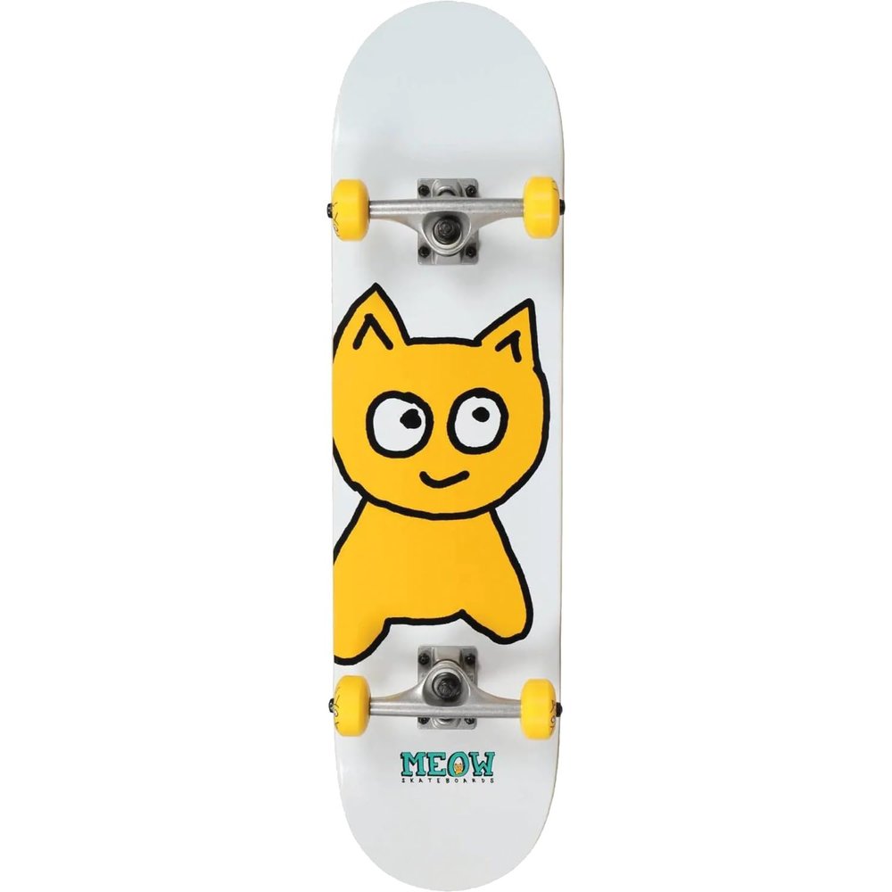 Meow Skateboards Big Cat Soft Top White Mini Complete Skateboard - 7"
