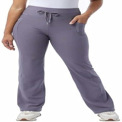 32 Degrees Wide Leg Pants Woman - Ribbed Semi-Flare Pant - Yoga Pants for Women (Gray, S), Small