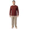 Fruit of the Loom Men's Jersey Knit Top and Flannel Pant Pajama Sleep Set, Red/Khaki Plaid, Small view 1