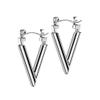 20GA 316L Stainless Steel Triangle Shaped Hoop Earrings, Sold as a Pair (Silver Tone) view 1