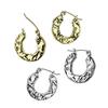 20GA 316L Stainless Steel Hammered Hoop Earrings, Sold as a Pair (Silver Tone) view 3