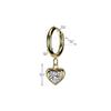 18GA 316L Stainless Steel CZ Crystal Heart Dangling Huggie Hoop Earrings, Sold as a Pair (Gold Tone) view 2