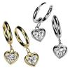 18GA 316L Stainless Steel CZ Crystal Heart Dangling Huggie Hoop Earrings, Sold as a Pair (Gold Tone) view 3