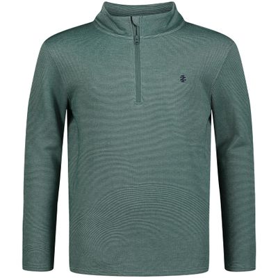 IZOD boys Long Sleeve Feeder Stripe Quarter Zip Pullover, Lightweight, Sea Pine, 10-12