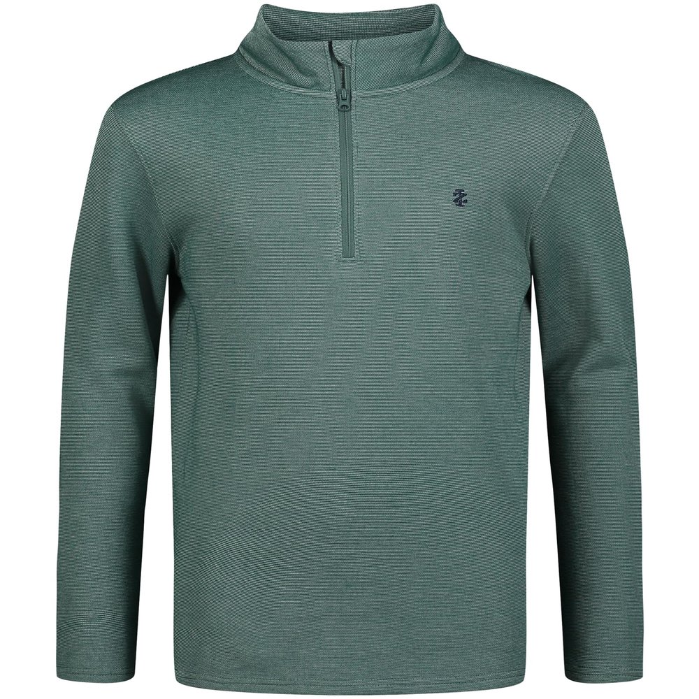 IZOD boys Long Sleeve Feeder Stripe Quarter Zip Pullover, Lightweight, Sea Pine, 10-12
