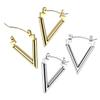 20GA 316L Stainless Steel Triangle Shaped Hoop Earrings, Sold as a Pair (Gold Tone) view 3